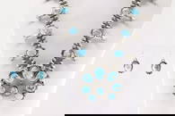 Native America Navajo Sterling Silver Kingman Turquoise Squash Blossom Necklace & Earring's Set By