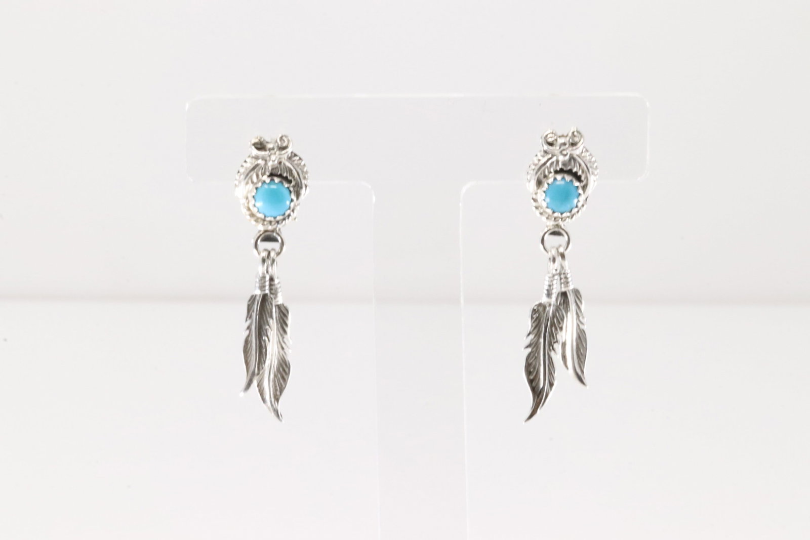 Native America Navajo Sterling Silver Turquoise Post / Dangling Earring's By Sharon McCarthy.: This is a Native America Navajo Sterling Silver Turquoise Post / Dangling Earring's By Sharon McCarthy.