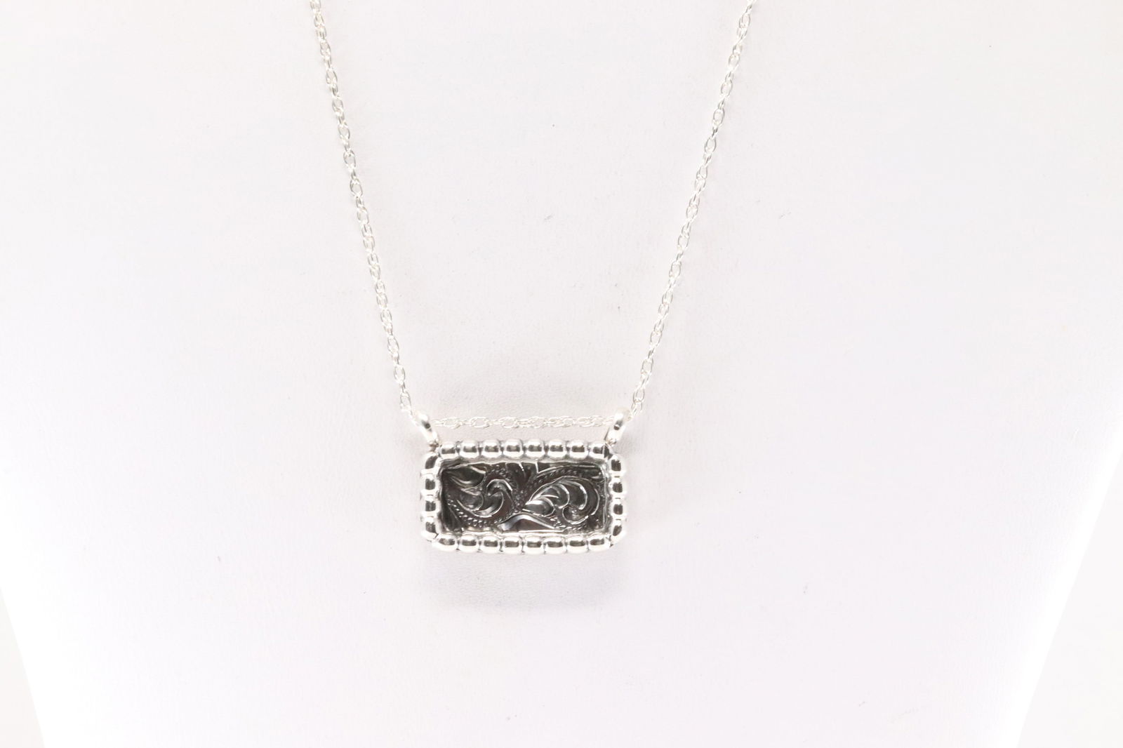Native America Navajo Sterling Silver Solid Stamped Pendant with A 925 Necklace By Arlene Lewis. (1 of 4)
