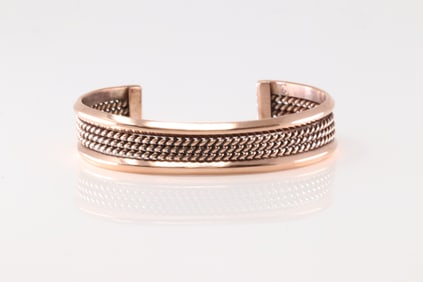 Native America Navajo Copper Bracelet Cuff By Elaine Tahe.