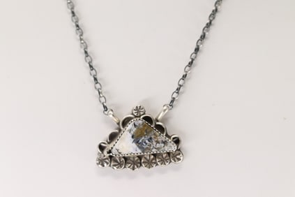 Native America Navajo Sterling Silver White Buffalo Necklace By Virginia Hinio.