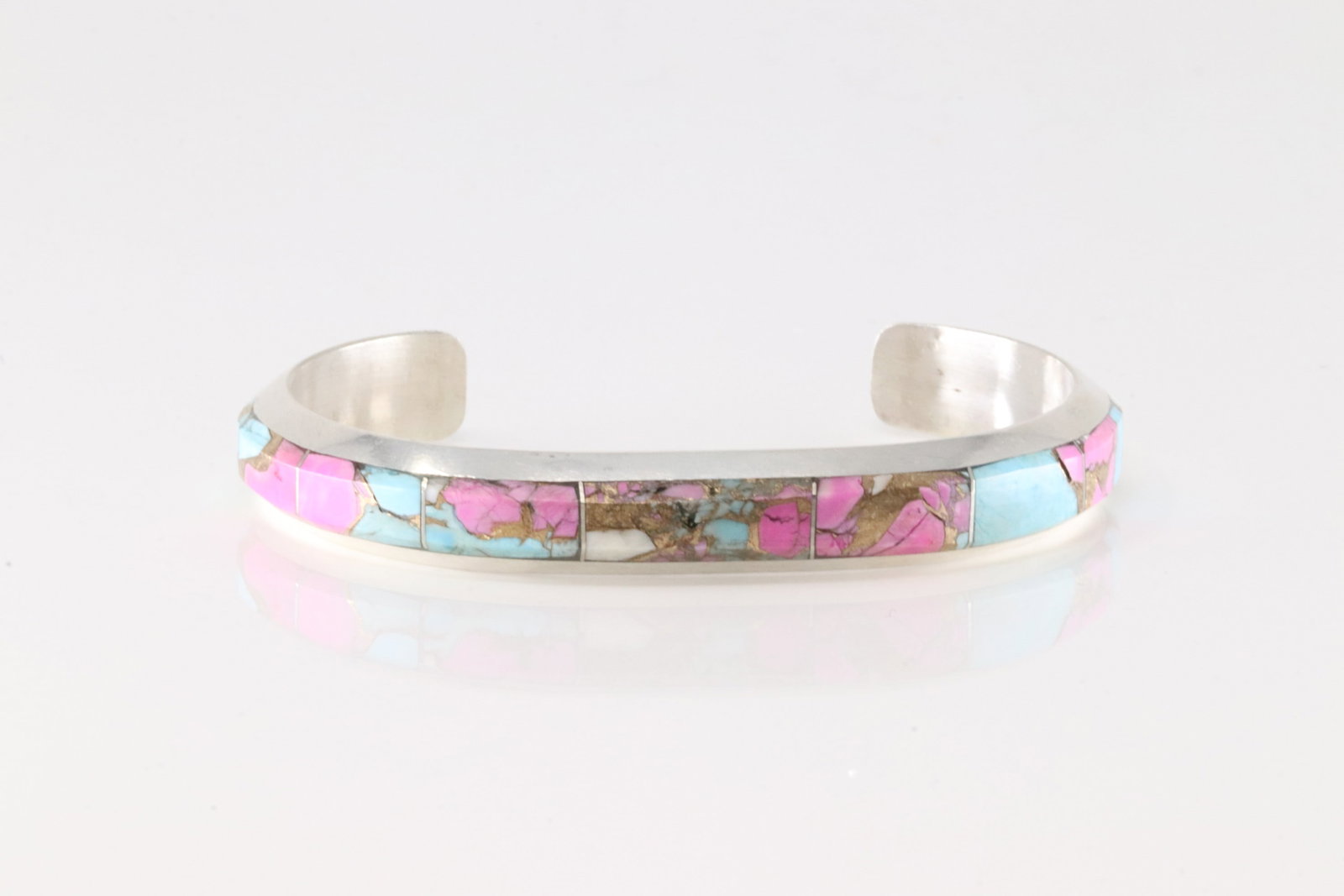 Native America Navajo Sterling Silver Cotton Candy Turquoise Bracelet Cuff By Brandon Etcitty.: This is a Native America Navajo Sterling Silver Cotton Candy Turquoise Bracelet Cuff By Brandon Etcitty.