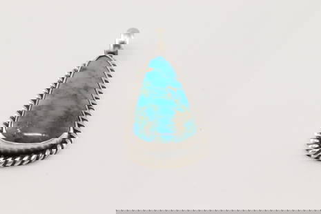Native America Navajo Sterling Silver Kingman Turquoise Pendant By Johnny Dixon.: This is a Native America Navajo Sterling Silver Kingman Turquoise Pendant By Johnny Dixon.