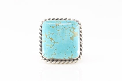 Native America Navajo Sterling Silver Turquoise Ring By A.L.
