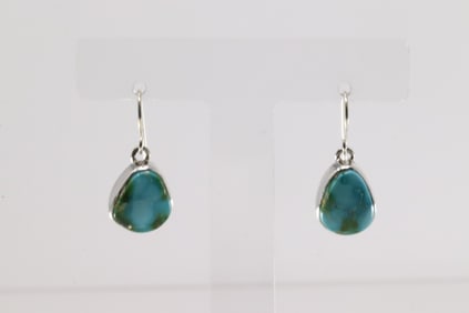 Native America Navajo Sterling Silver Sonora Gold Turquoise Dangling Earring's By T.