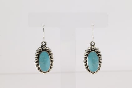 Native America Navajo Sterling Silver Turquoise Dangling Earring's By Ryntanna Yazzie.