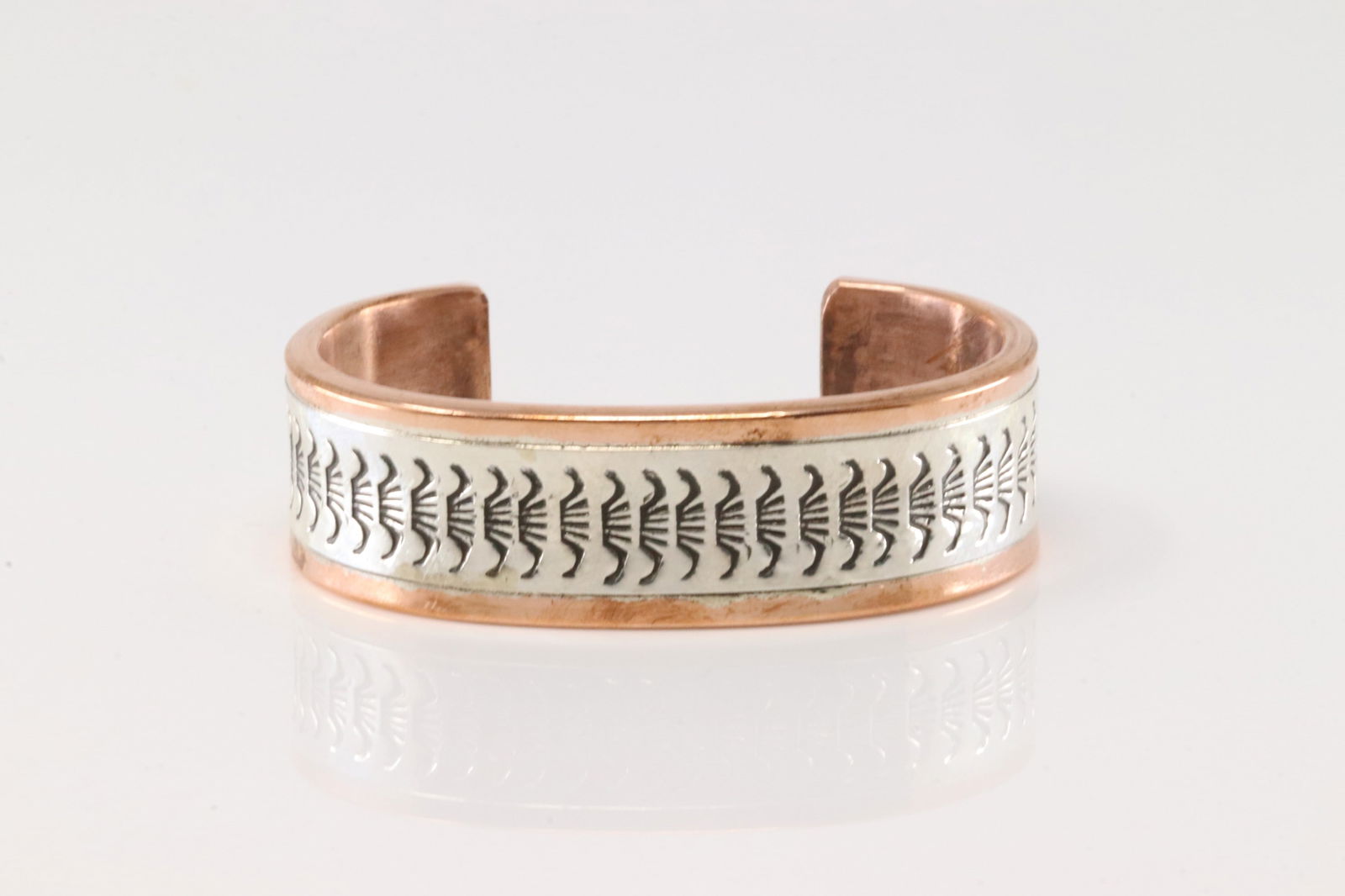 Native America Navajo Sterling Silver Copper Bracelet Cuff By Wylie Secatero. (1 of 4)
