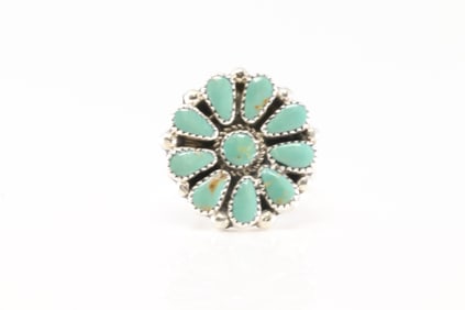 Native America Navajo Sterling Silver Turquoise Ring By Alicia Wilson.