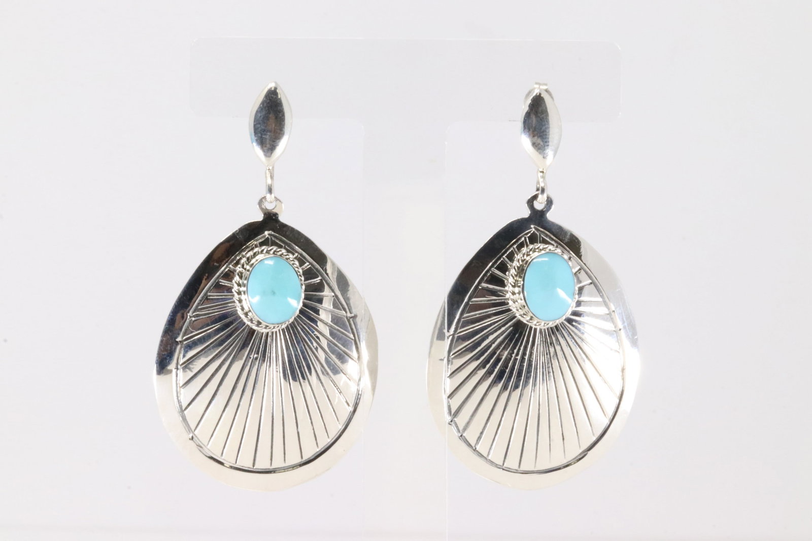 Native America Navajo Sterling Silver Turquoise Post / Dangling Earring's By Sheena Jack.: This is a Native America Navajo Sterling Silver Turquoise Post / Dangling Earring's By Sheena Jack.