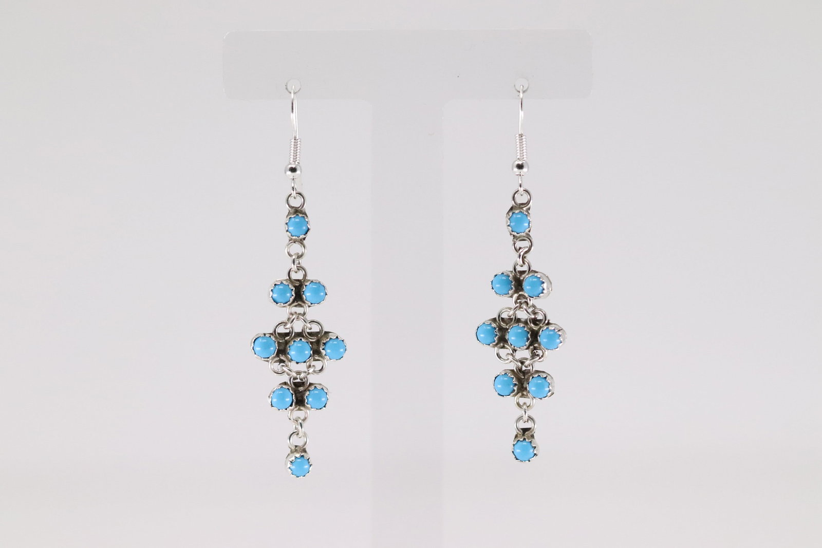 Native America Navajo Sterling Silver Turquoise Dangling Earring's By Sylvya Chee.: This is a Native America Navajo Sterling Silver Turquoise Dangling Earring's By Sylvya Chee.