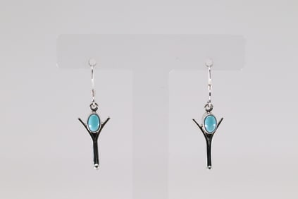 Native America Navajo Sterling Silver Turquoise Dangling Earring's By Gary Shorty.