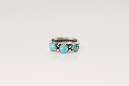 Native America Navajo Sterling Silver Turquoise Ring By R.King.