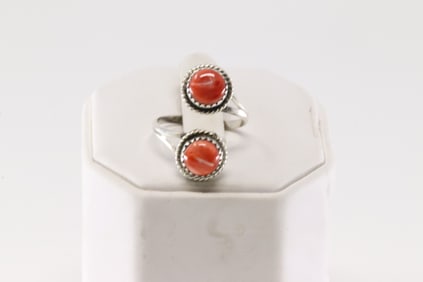 Native America Navajo Sterling Silver Spiny Oyster Ring By Esther White.