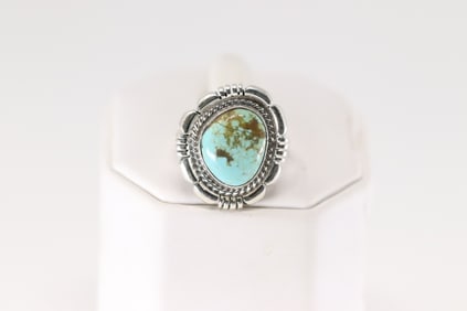 Native America Navajo Sterling Silver Turquoise Ring By Jason S.