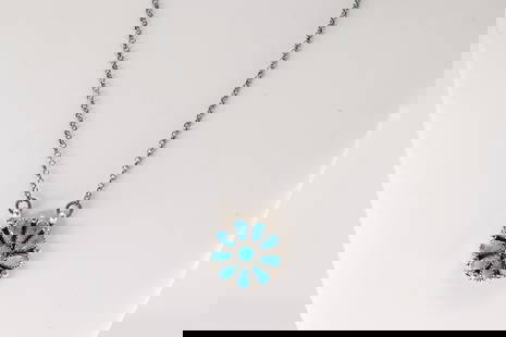 Native America Navajo Sterling Silver Turquoise Necklace By Alicia Wilson.: This is a Native America Navajo Sterling Silver Turquoise Necklace By Alicia Wilson. Necklace length: 18.00"