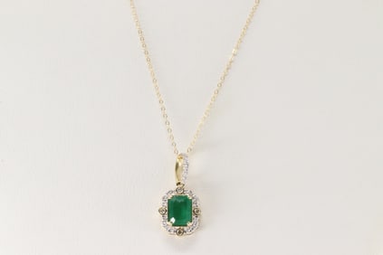 Emerald & Diamond Necklace 14Kt.
