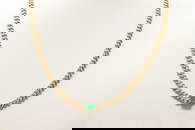 Emerald & Diamond Cuban Link Necklace 14Kt.