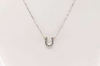 Sapphire Horse Shoe Necklace 14Kt.