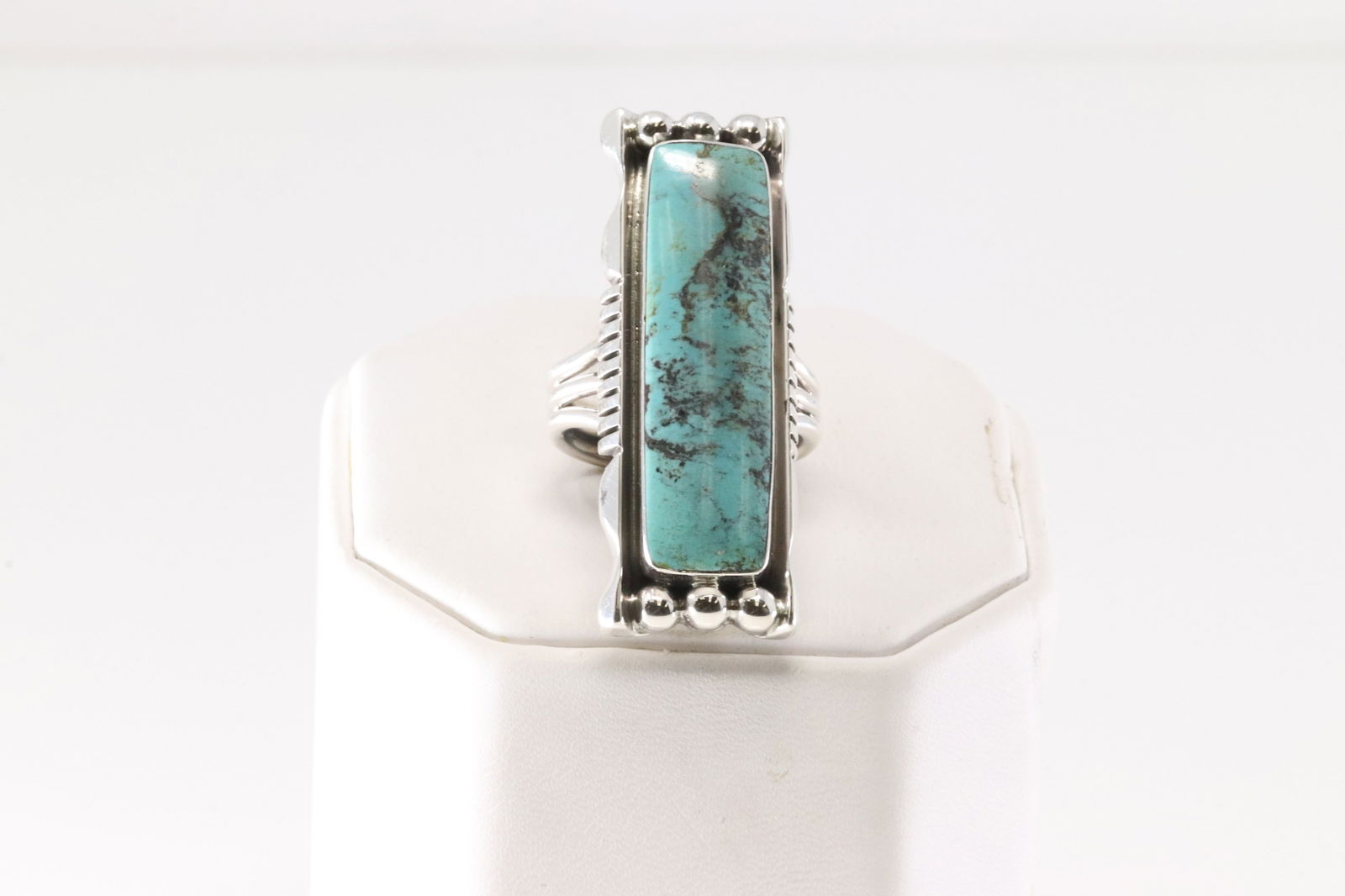 Native America Navajo Sterling Silver Turquoise Ring By Larson Lee.