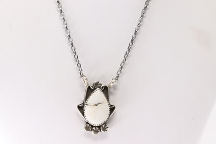 Native America Navajo Sterling Silver Sonora Gold Turquoise Necklace By Verley Betone.