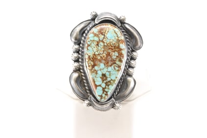 Native America Navajo Sterling Silver Kingman Turquoise Ring By T.Jon.