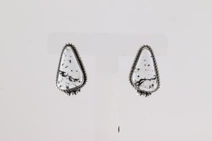 Native America Navajo Sterling Silver White Buffalo Post Earring's By Judith Dixon.