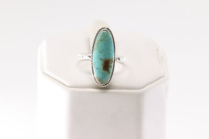 Native America Navajo Sterling Silver Turquoise Ring By Brandon Belin.