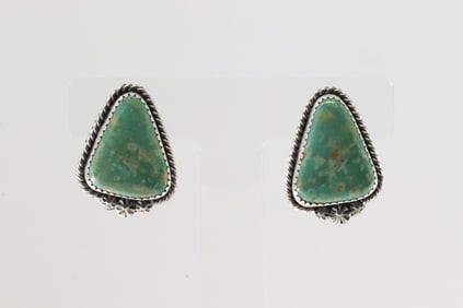 Native America Navajo Sterling Silver Royston Post Earring's By Virginia Becenti.