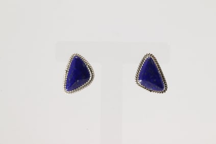 Native America Navajo Sterling Silver Lapis Post Earring's By Theresa Smith.