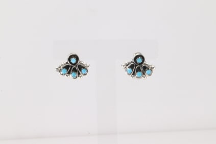 Native America Zuni Sterling Silver Turquoise Post Earring's By Joanne Cheama.