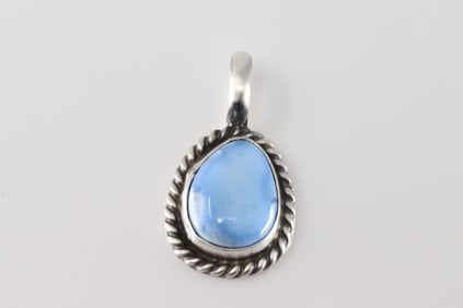 Native America Navajo Sterling Silver Golden Hill Turquoise Pendant By Johnny Dixon.