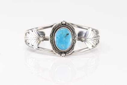 Native America Navajo Sterling Silver Kingman Turquoise Bracelet Cuff By Alllanna Yellow.