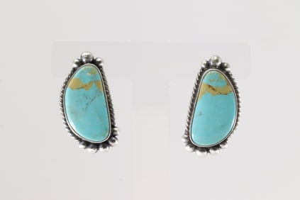 Native America Navajo Sterling Silver Royston Post Earring's By Elouise Kee.