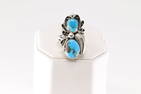 Native America Navajo Sterling Silver Turquoise Ring By H.Y.