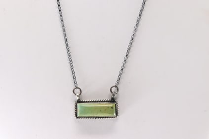 Native America Navajo Sterling Silver Kingman Turquoise Necklace By Johnny Dixon.