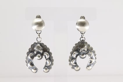 Native America Navajo Sterling Silver Solid Stamped Post / Dangling Earring's By Gabriela Yazzie.