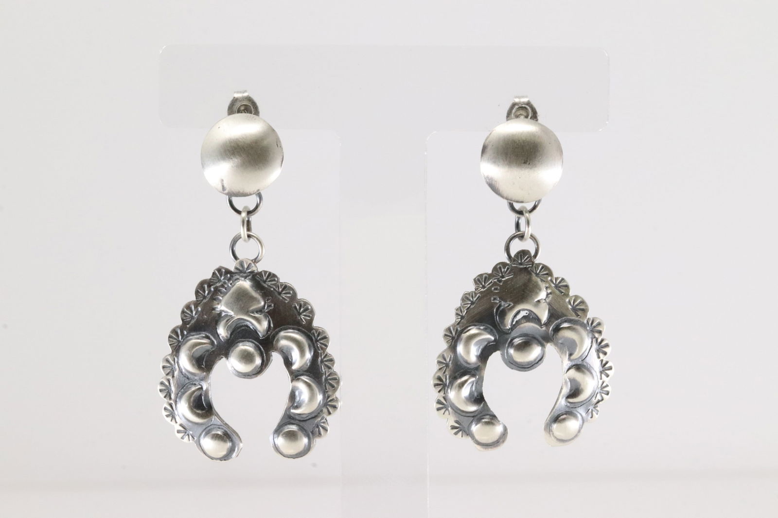 Native America Navajo Sterling Silver Solid Stamped Post / Dangling Earring's By Gabriela Yazzie. (1 of 3)