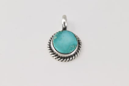 Native America Navajo Sterling Silver Sonora Gold Turquoise Pendant By Joihnny Dixon.