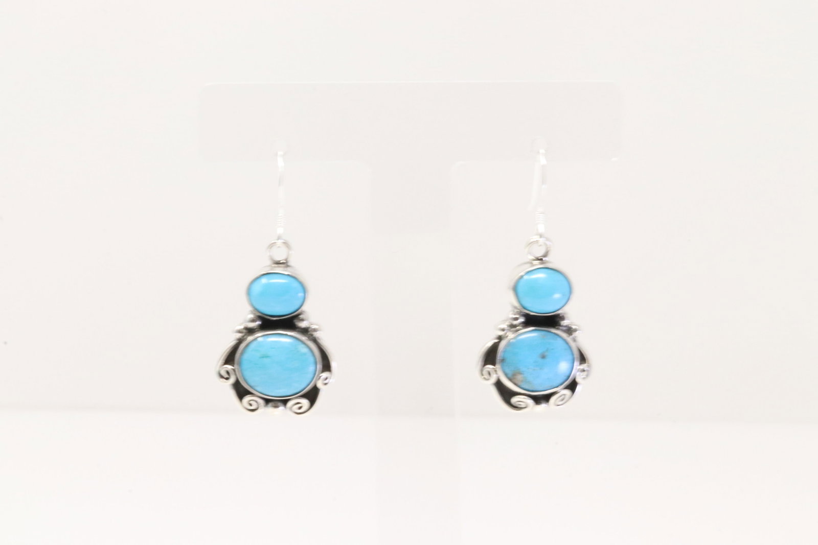 Native American Navajo Sterling Silver Turquoise Dangling Earring's By Sheena Jack.: This is a Native American Navajo Sterling Silver Turquoise Dangling Earring's By Sheena Jack.