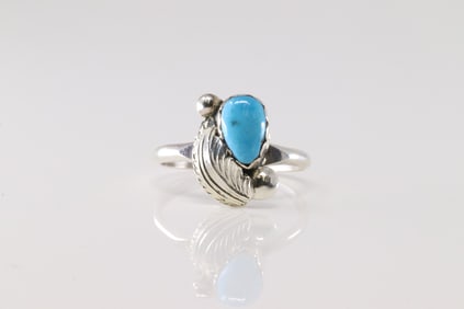 Native America Navajo Sterling Silver Turquoise Ring By Simplicio.