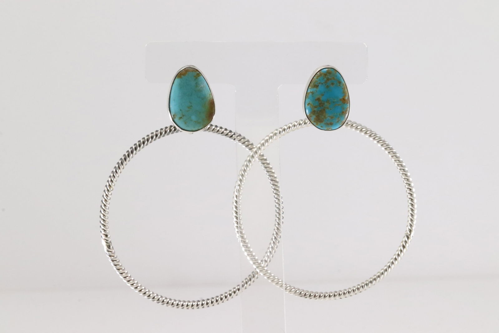 Native America Navajo Sterling Silver Turquoise Hoop / Dangling Earring's By Verley Betone. (1 of 3)