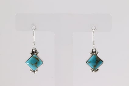 Native America Navajo Sterling Silver Turquoise Dangling Earring's By Sharon McCarthy.