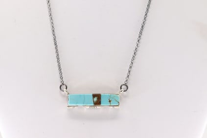 Native America Navajo Sterling Silver Number 8 Turquoise necklace By Steve Francisco.