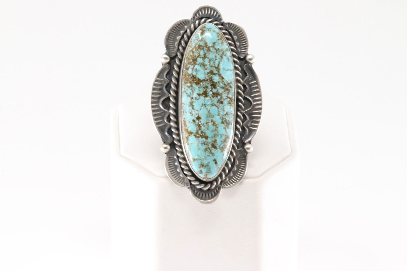 Native America Navajo Sterling Silver Kingman Turquoise Ring By M. (1 of 4)