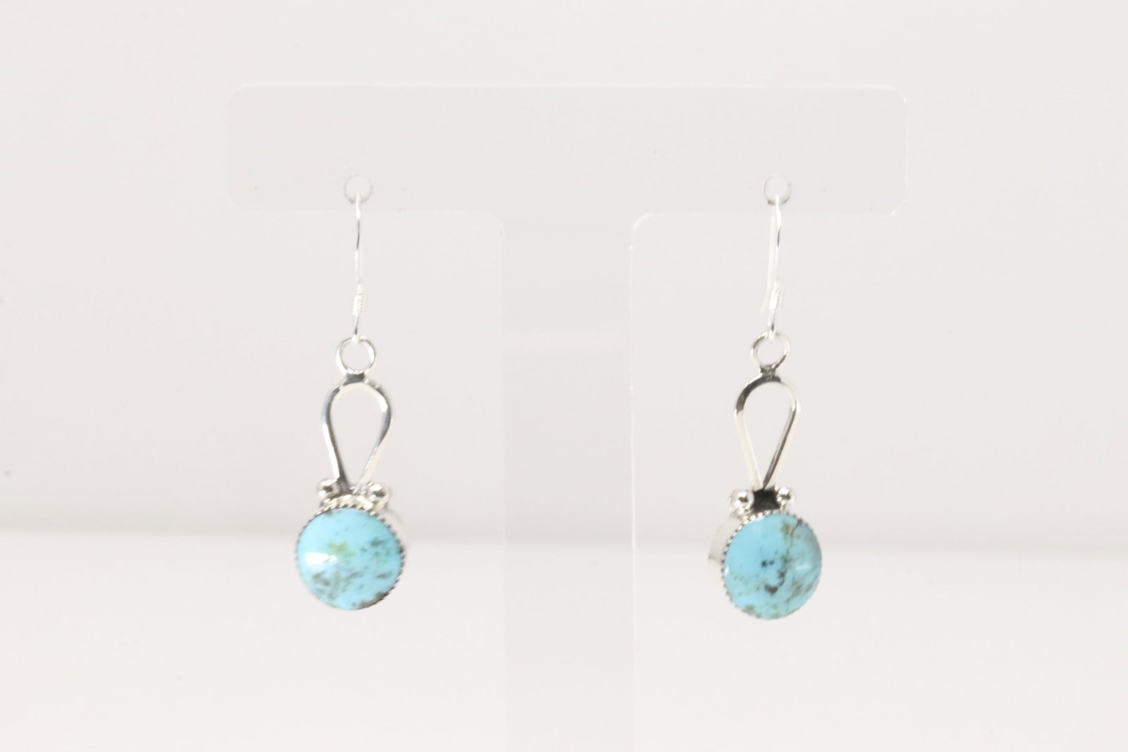 Native America Navajo Sterling Silver Turquoise Dangling Earring's By Sadie Jim.: This is a Native America Navajo Sterling Silver Turquoise Dangling Earring's By Sadie Jim.