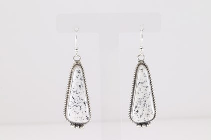 Native America Navajo Sterling Silver White Dangling Earring's By Judith Dixon.