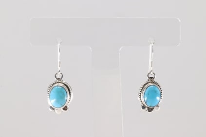 Native America Navajo Sterling Silver Turquoise Dangling Earring's By Sharon McCarthy.
