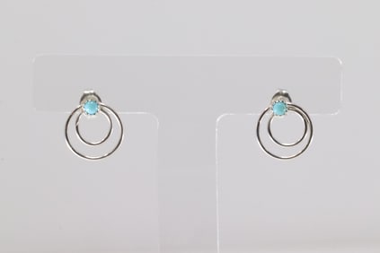 Native America Navajo Sterling Silver Turquoise Post Earring's By Shantel Bitsie.