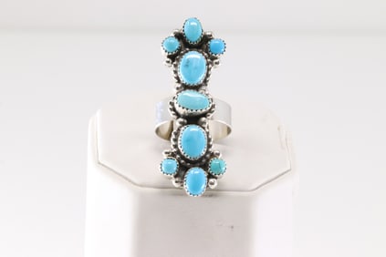 Native America Navajo Sterling Silver Kingman Turquoise Ring.