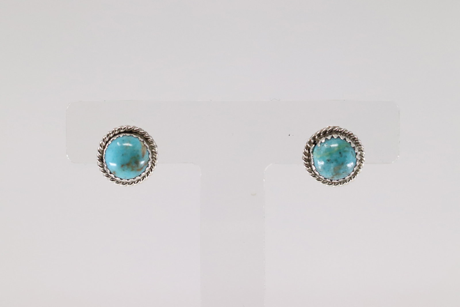 Native America Navajo Sterling Silver Kingman Turquoise Post Earring's By Esther White.: This is a Native America Navajo Sterling Silver Kingman Turquoise Post Earring's By Esther White.